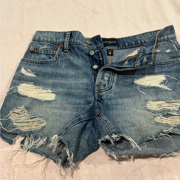 Lucky Brand Women's Ripped Blue Jean Shorts - Picture 8 of 8